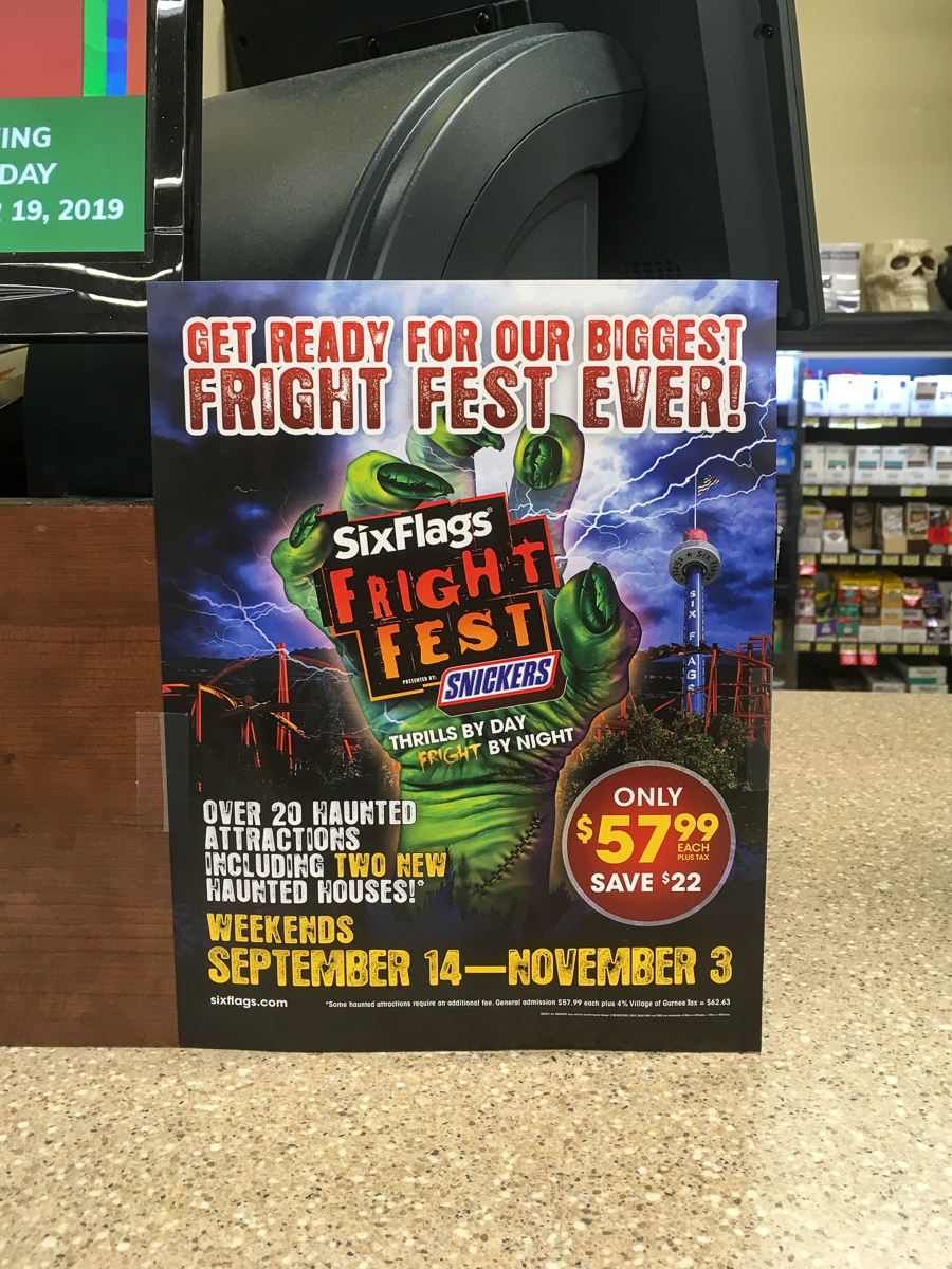 jewel osco counter with fright fest ticket display